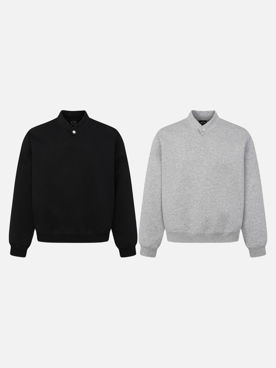 DAXUEN black and grey dual-collar pullover sweatshirt