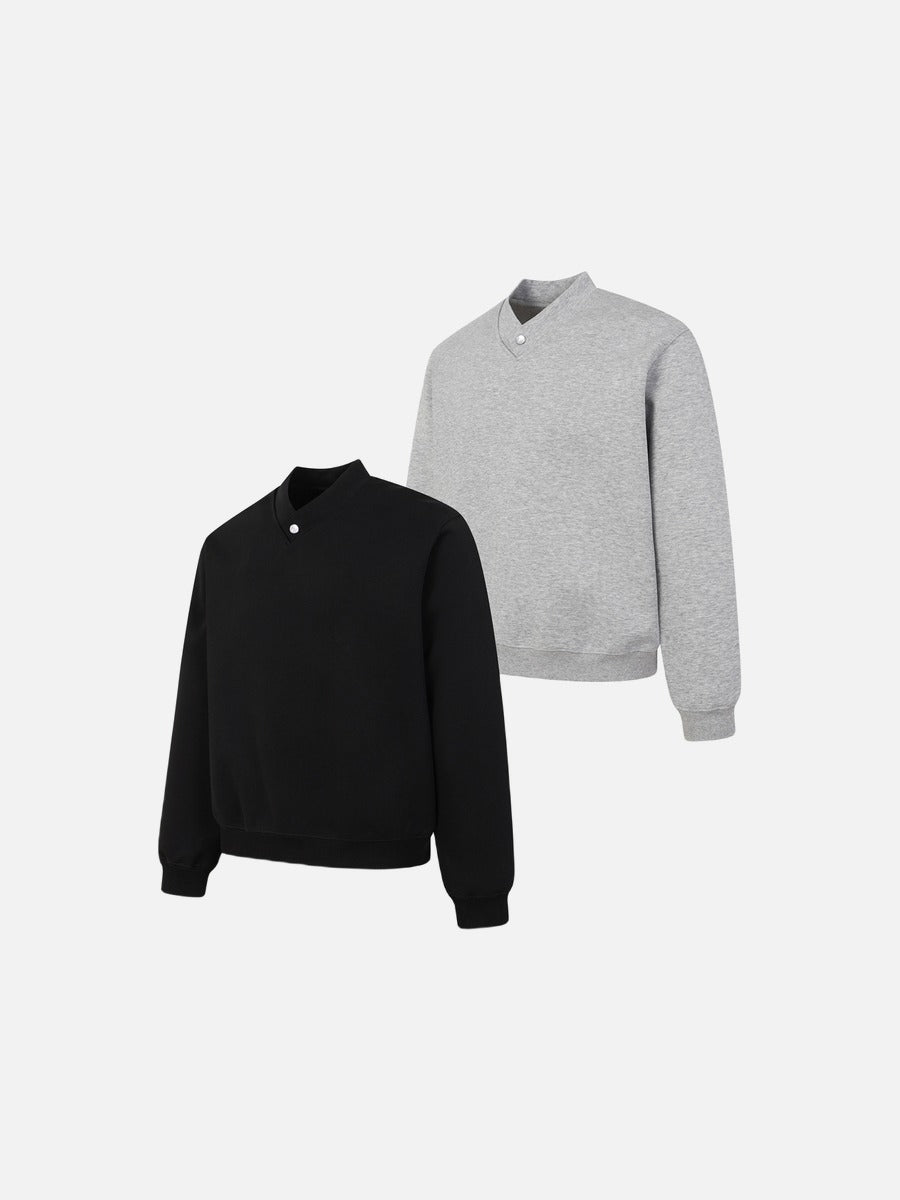 DAXUEN black and grey dual-collar pullover sweatshirt