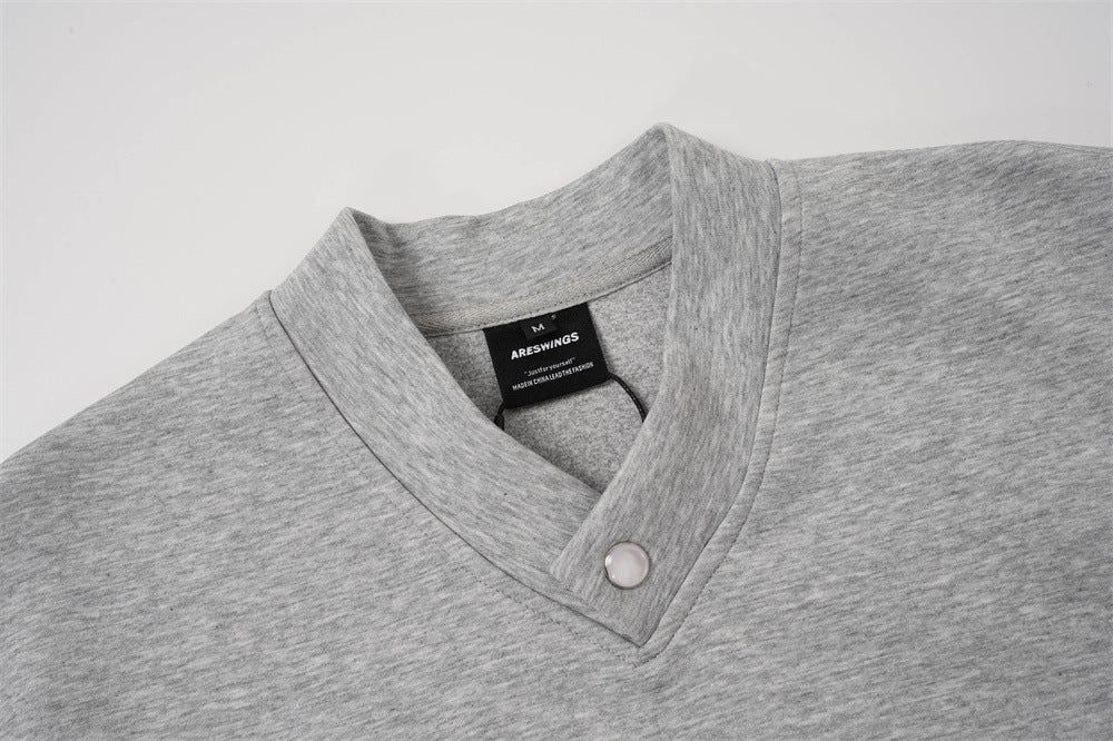 DAXUEN black and grey dual-collar pullover sweatshirt