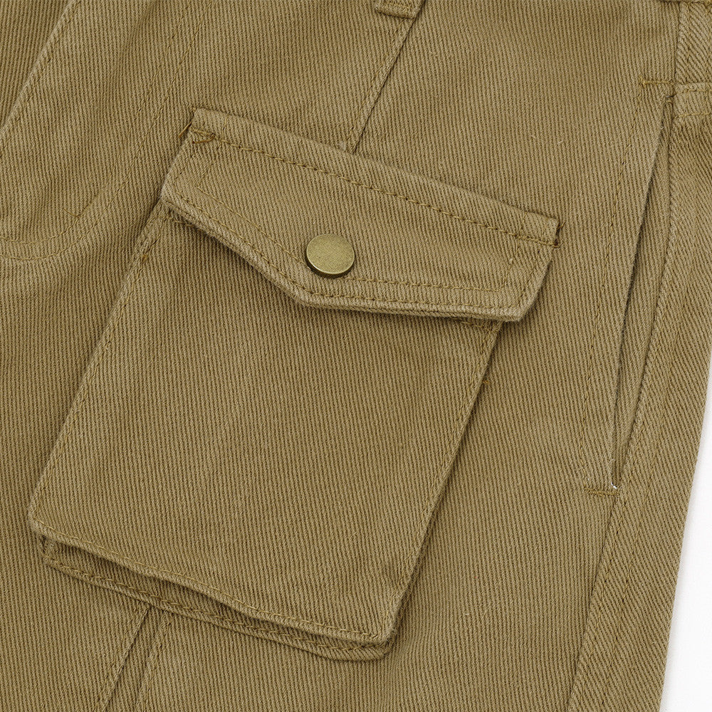 Dual-Color Wide-Leg Cargo Pants