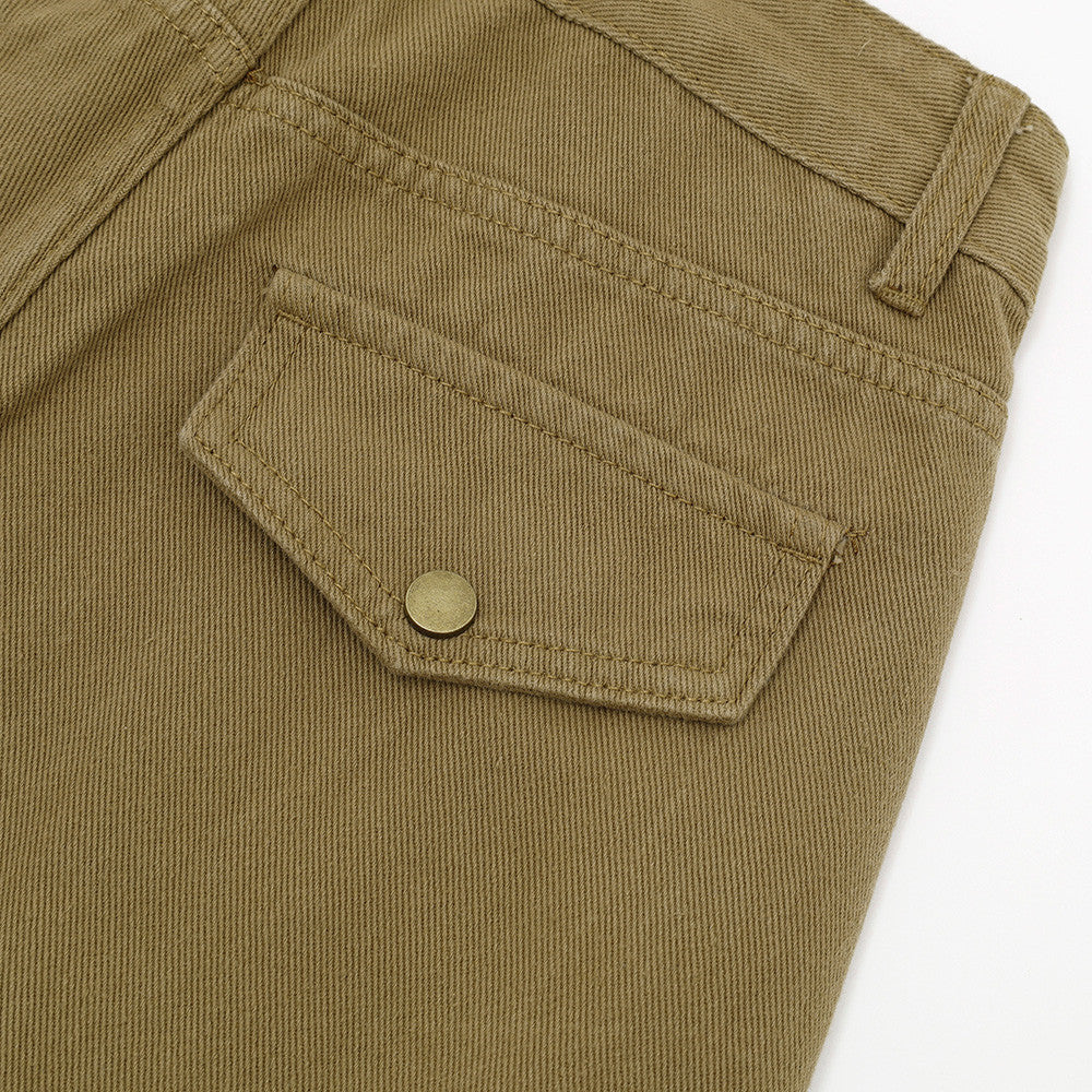 Dual-Color Wide-Leg Cargo Pants