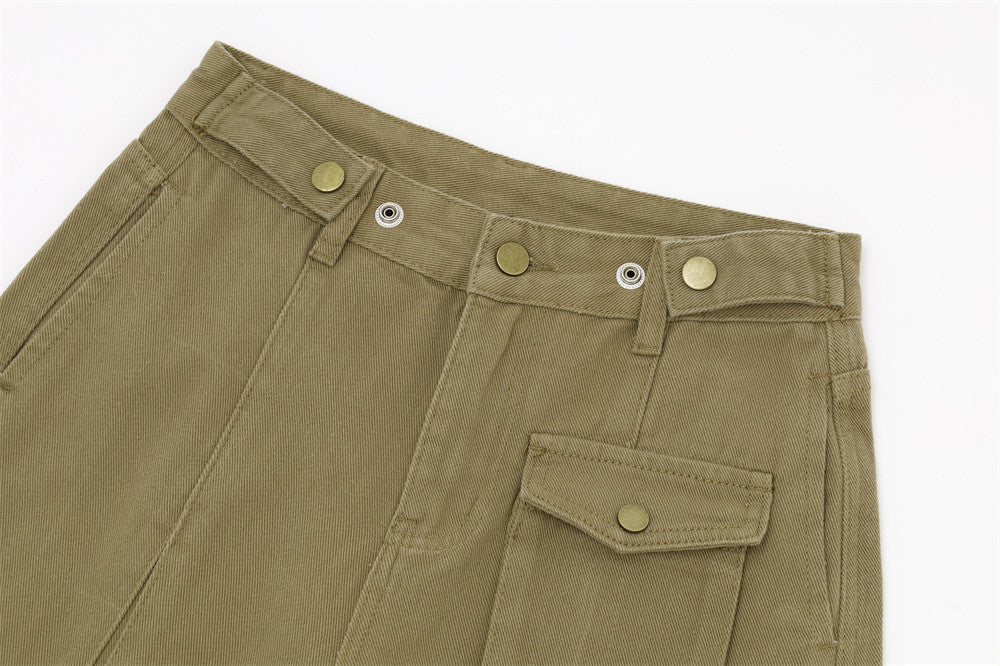 Dual-Color Wide-Leg Cargo Pants