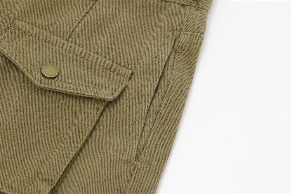 Dual-Color Wide-Leg Cargo Pants