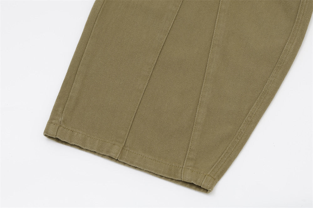 Dual-Color Wide-Leg Cargo Pants