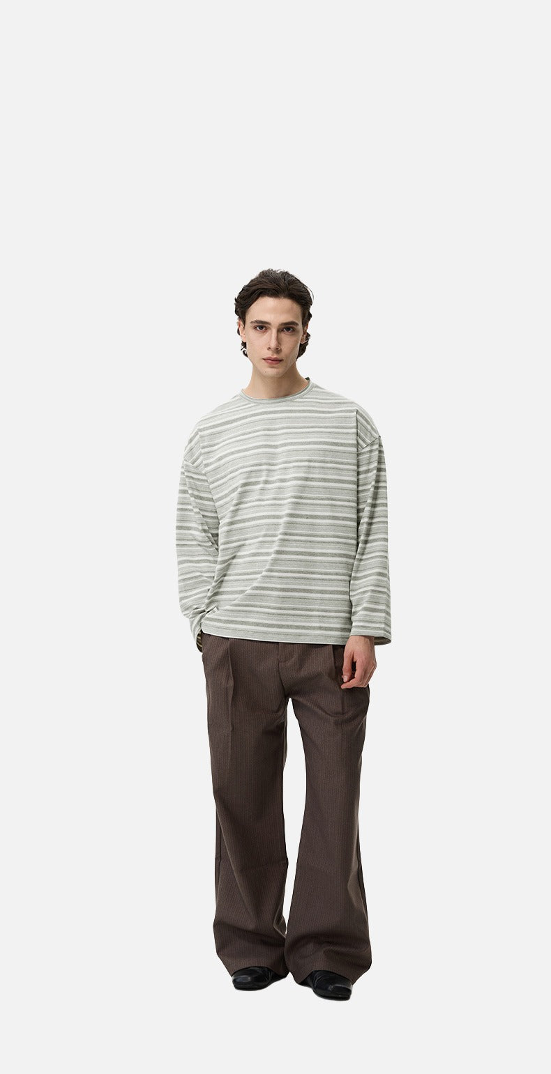 Dual Grey Striped Oversized Long Sleeve T-Shirt