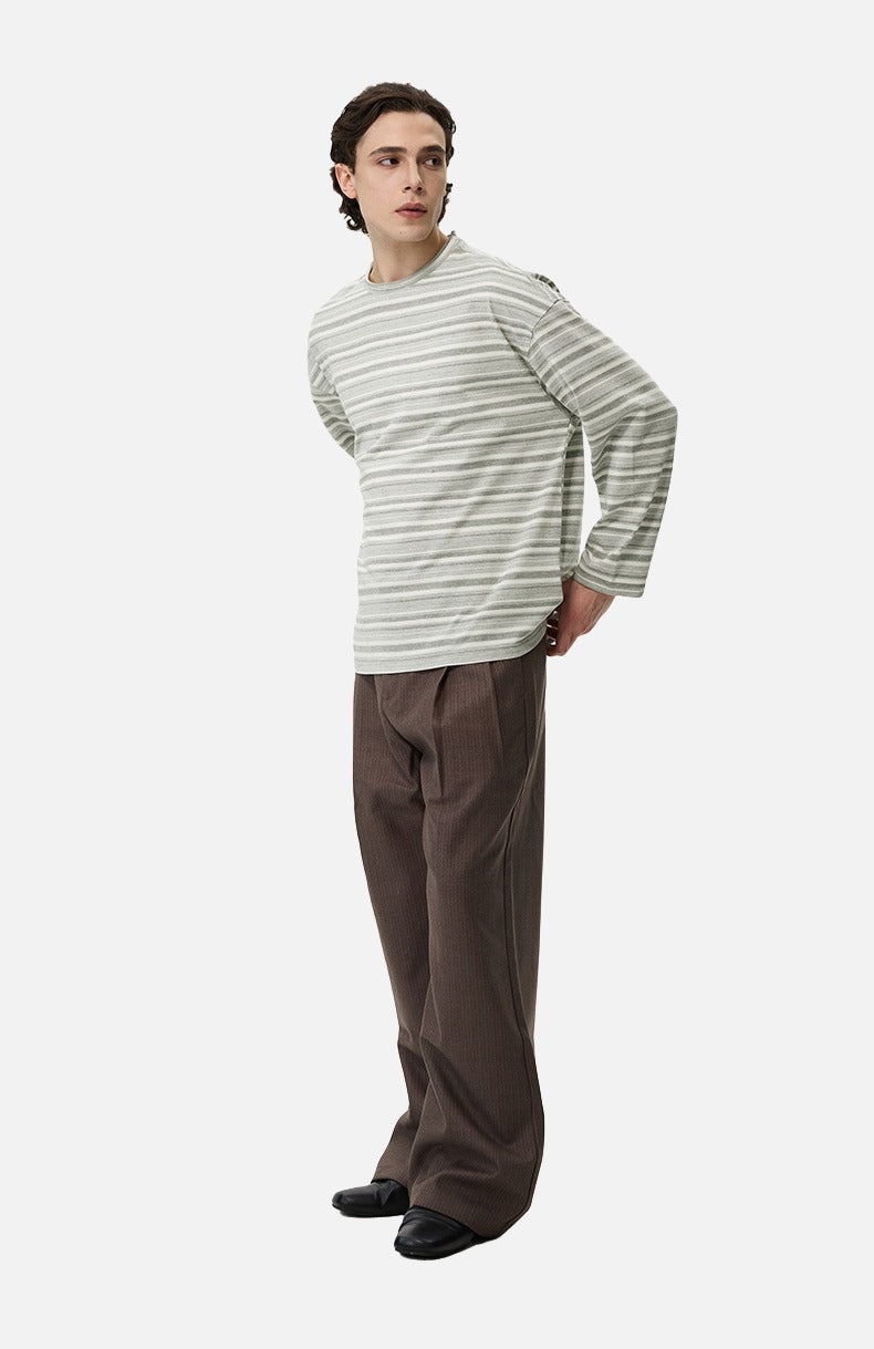 Dual Grey Striped Oversized Long Sleeve T-Shirt