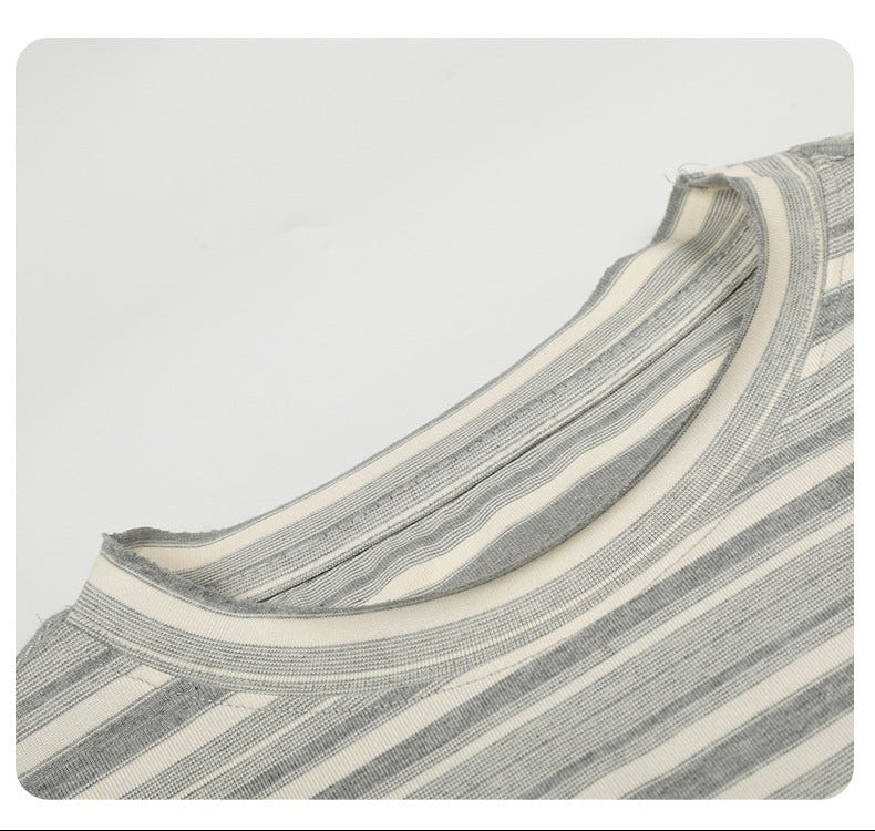 Dual Grey Striped Oversized Long Sleeve T-Shirt