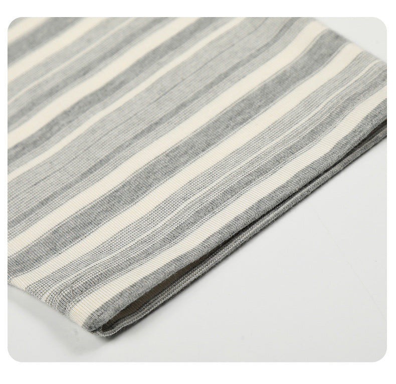 Dual Grey Striped Oversized Long Sleeve T-Shirt