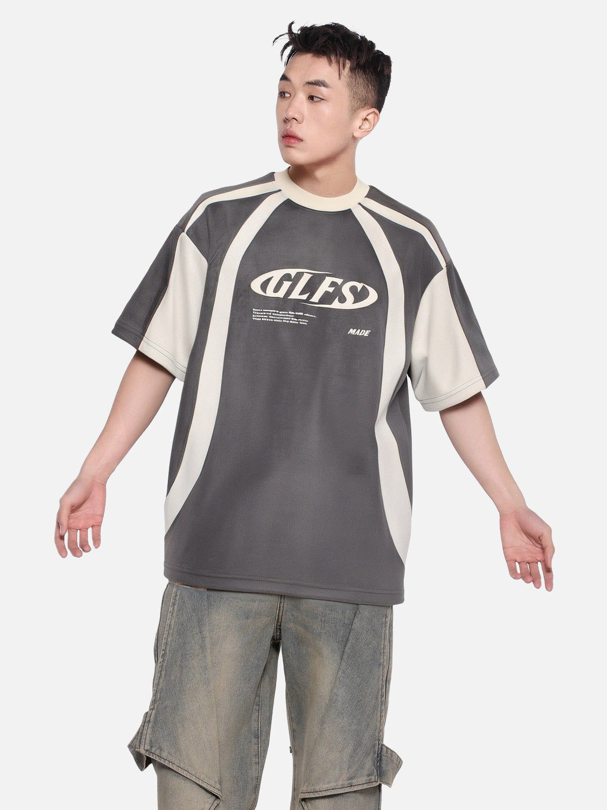 Dynamic Curved Color-Blocked T-Shirt