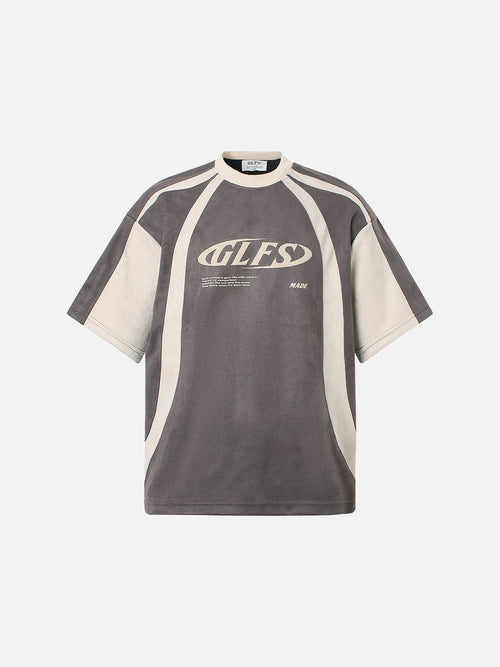 Dynamic Curved Color-Blocked T-Shirt - Gray / M