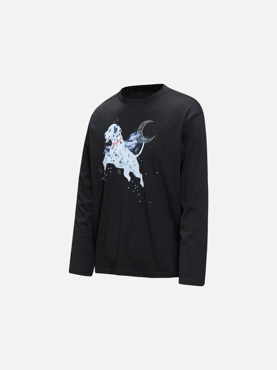 Dynamic Dalmatian Graphic Long-Sleeve T-Shirt