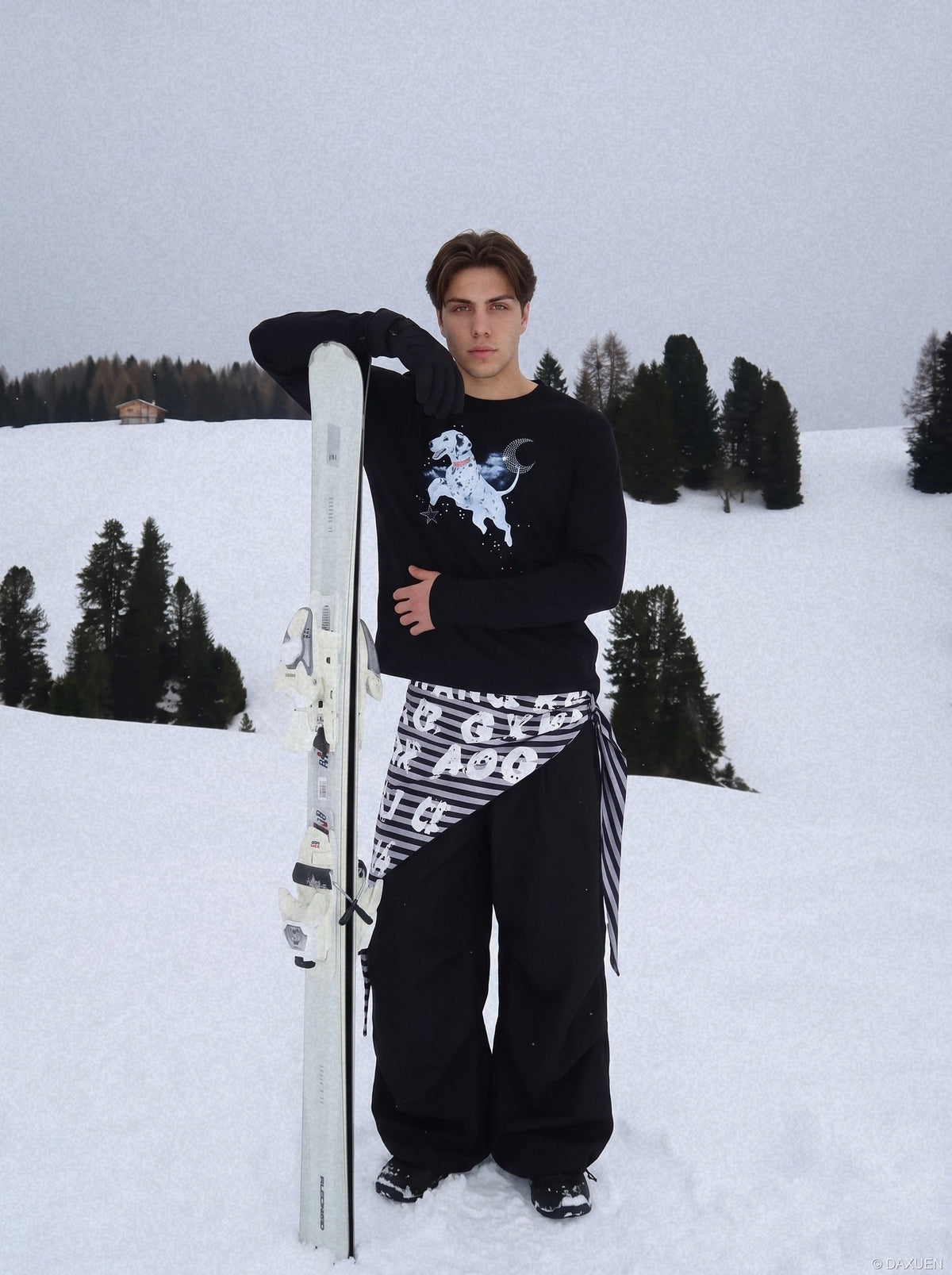 Dynamic Dalmatian Graphic Long-Sleeve T-Shirt
