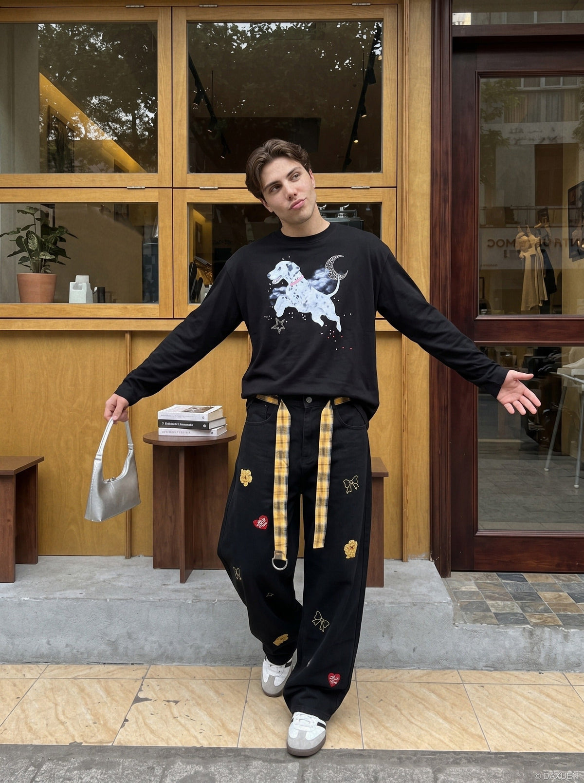 Dynamic Dalmatian Graphic Long-Sleeve T-Shirt