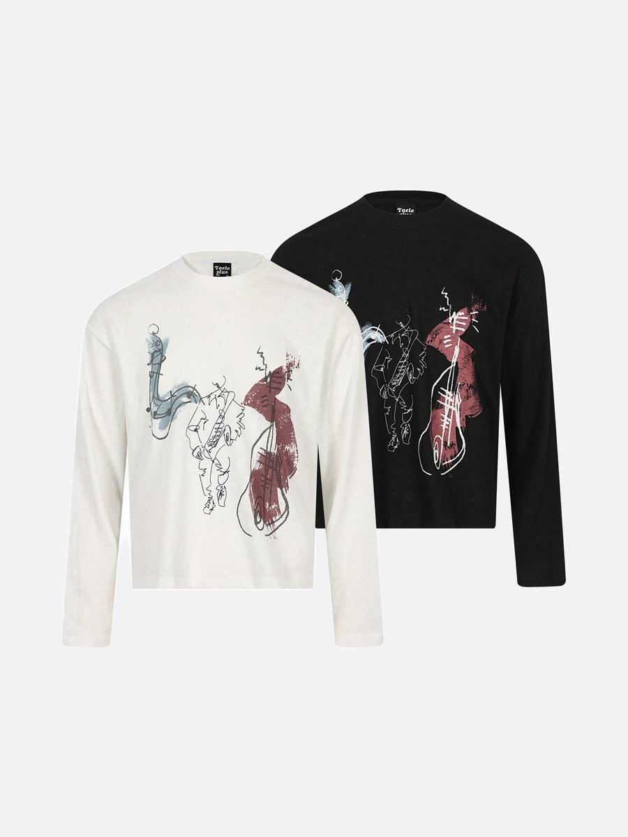 Dynamic Saxophone Sketch Long Sleeve Tee