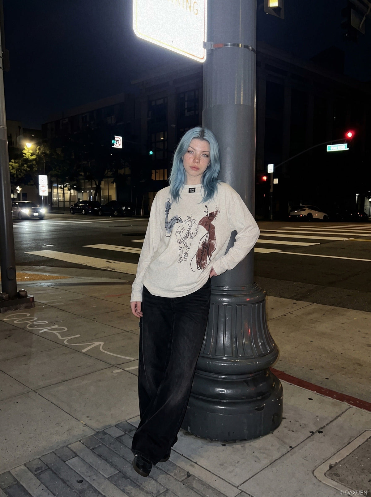 Dynamic Saxophone Sketch Long Sleeve Tee