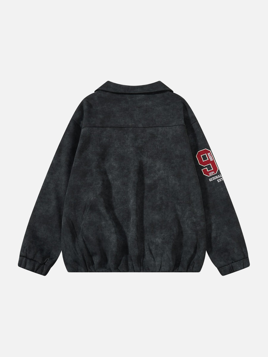 Embroidered Crest and Bold Numeral Pullover