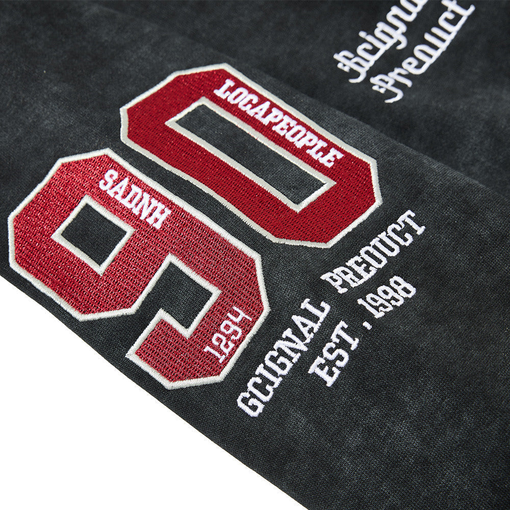 Embroidered Crest and Bold Numeral Pullover