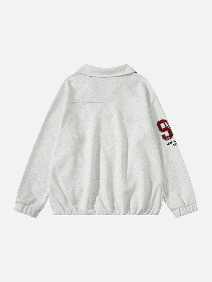 Embroidered Crest and Bold Numeral Pullover
