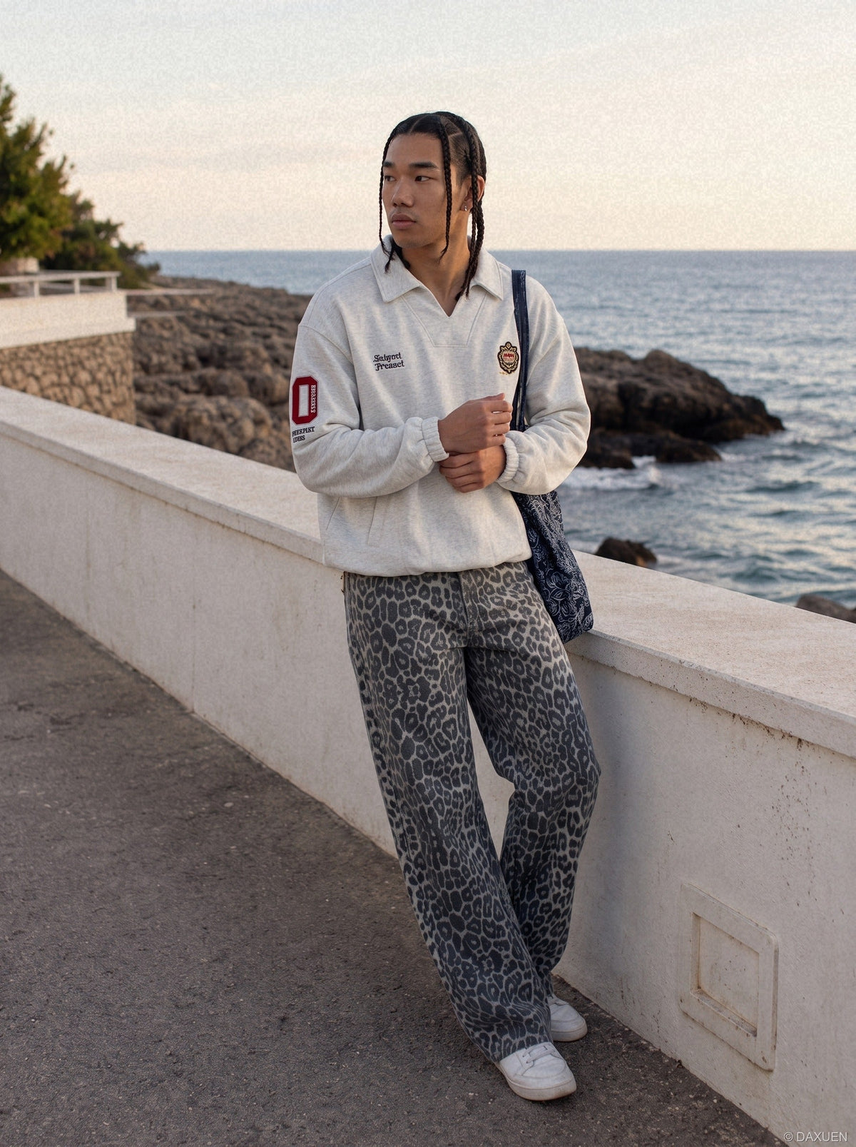 Embroidered Crest and Bold Numeral Pullover