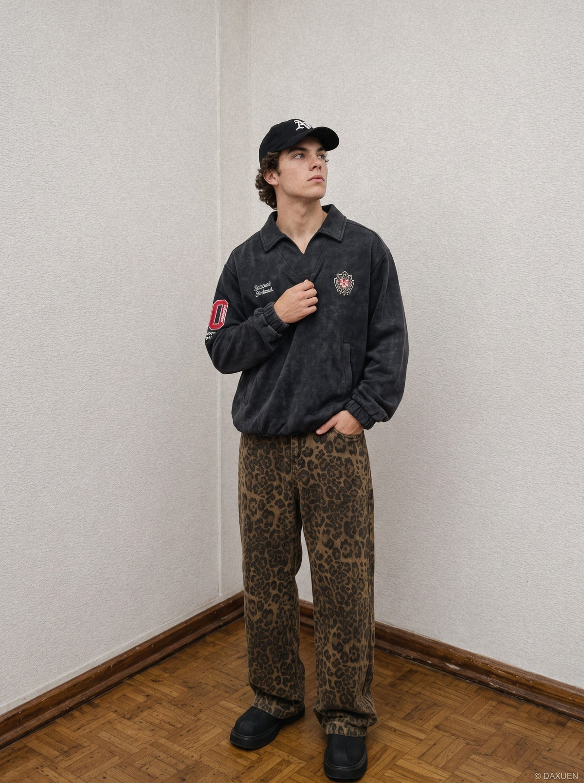 Embroidered Crest and Bold Numeral Pullover