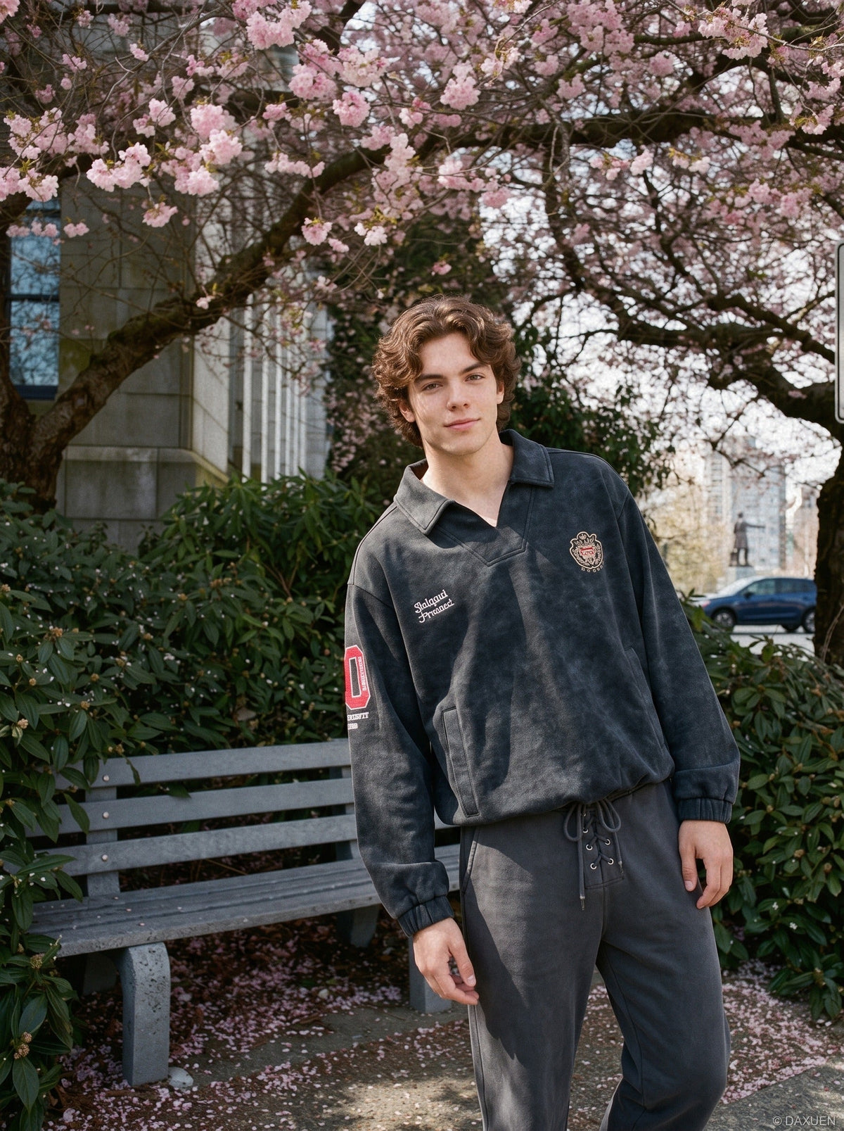 Embroidered Crest and Bold Numeral Pullover