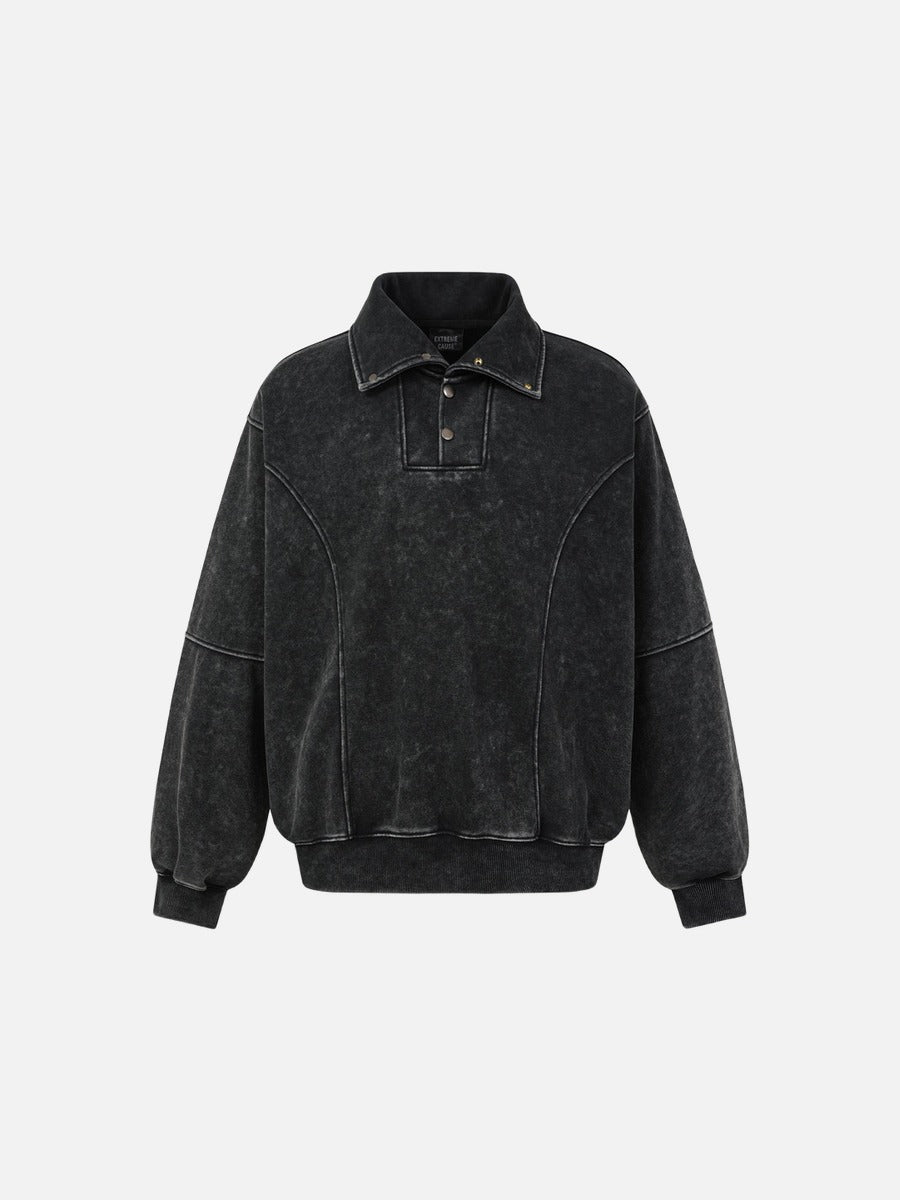 DAXUEN faded black acid-wash long-sleeve sweatshirt