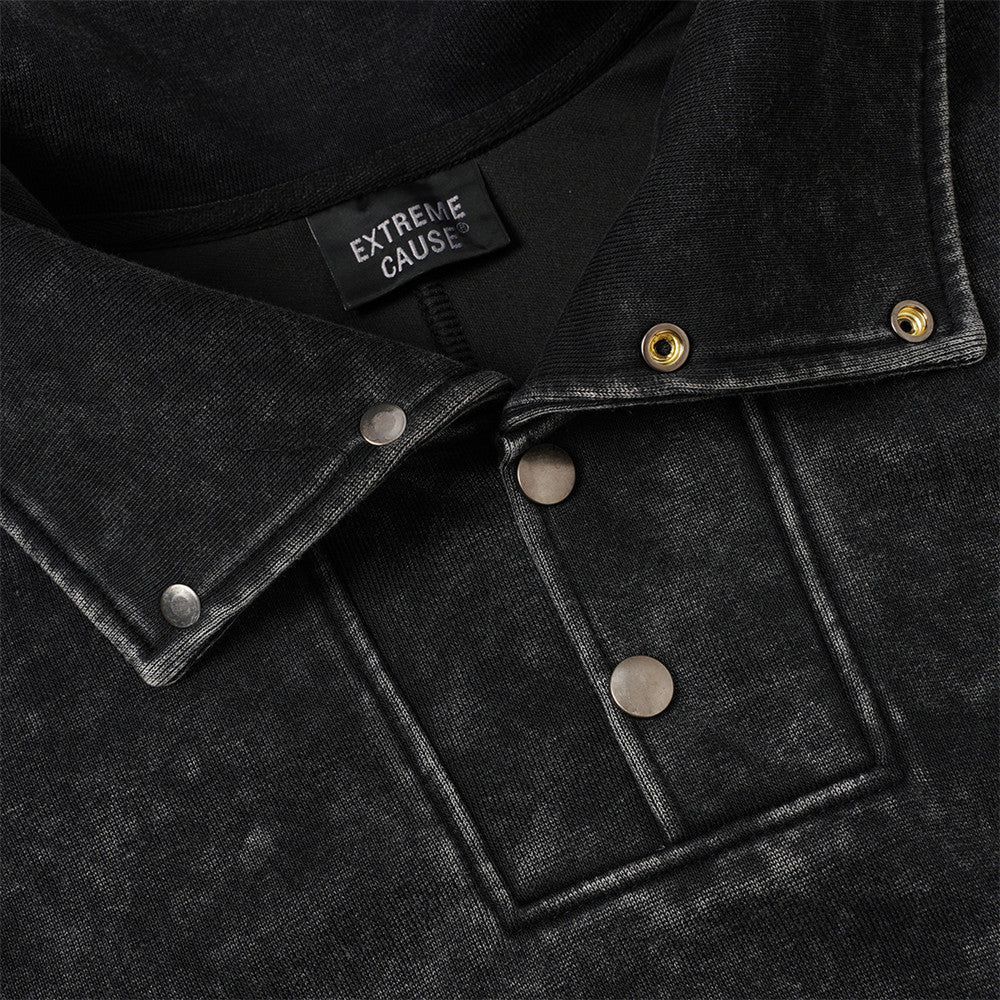 DAXUEN faded black acid-wash long-sleeve sweatshirt