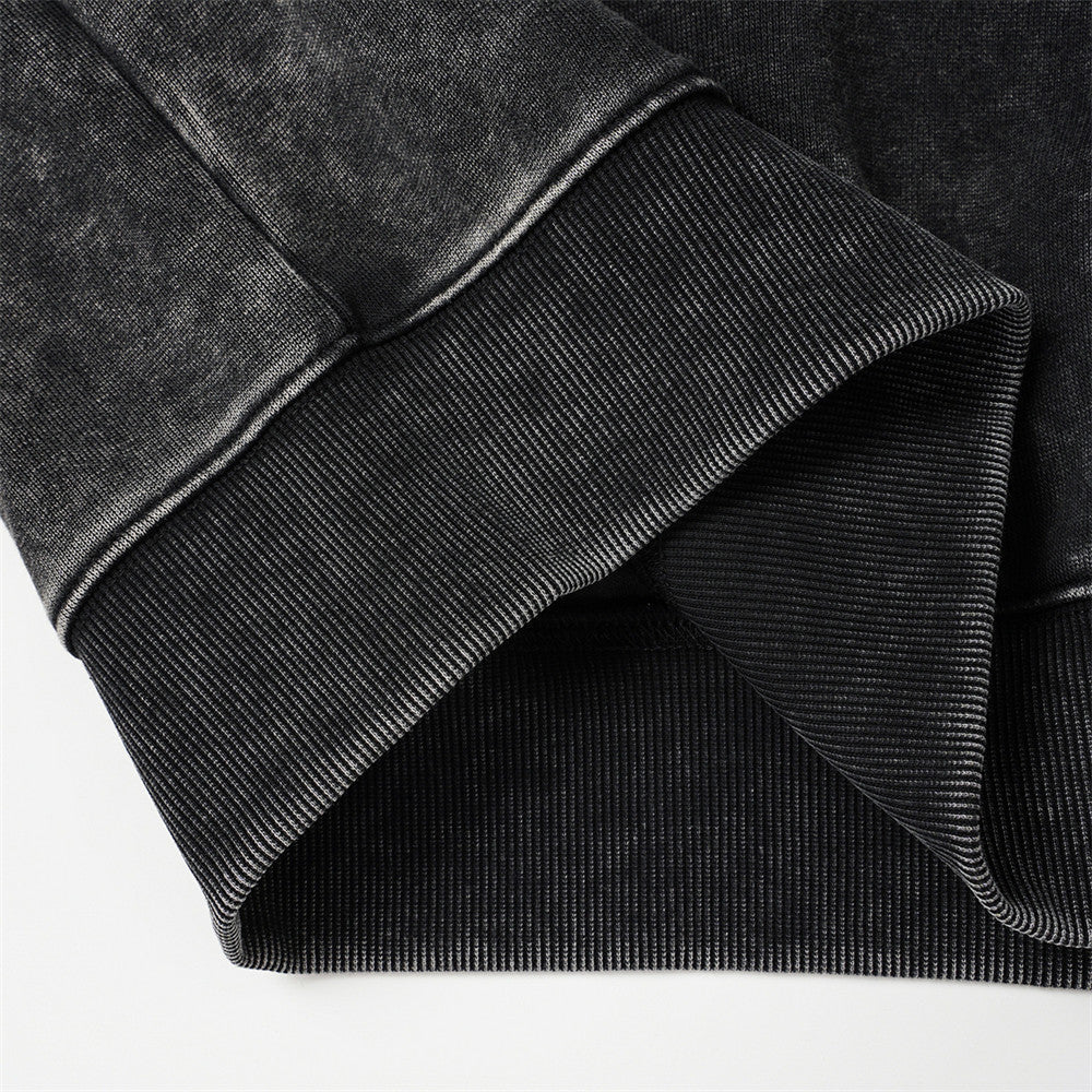 DAXUEN faded black acid-wash long-sleeve sweatshirt