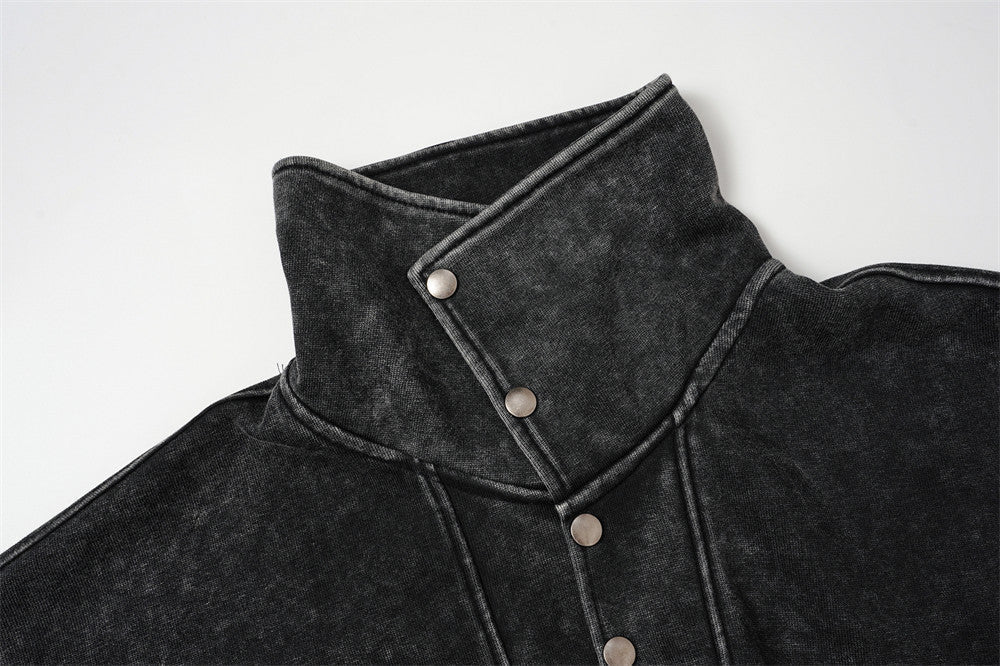 DAXUEN faded black acid-wash long-sleeve sweatshirt