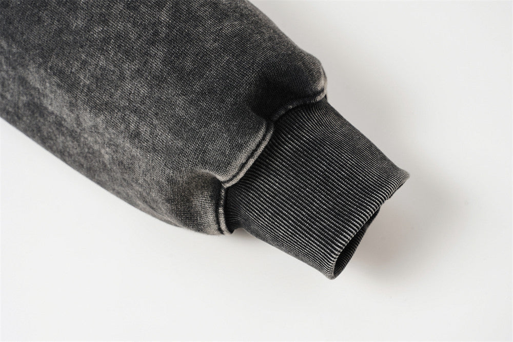DAXUEN faded black acid-wash long-sleeve sweatshirt