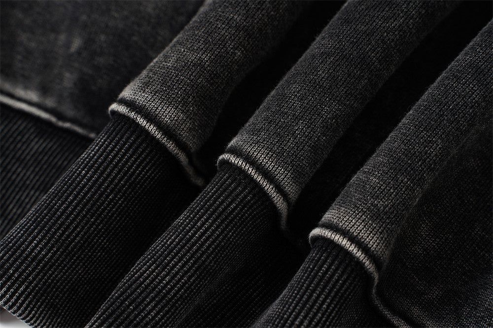 DAXUEN faded black acid-wash long-sleeve sweatshirt