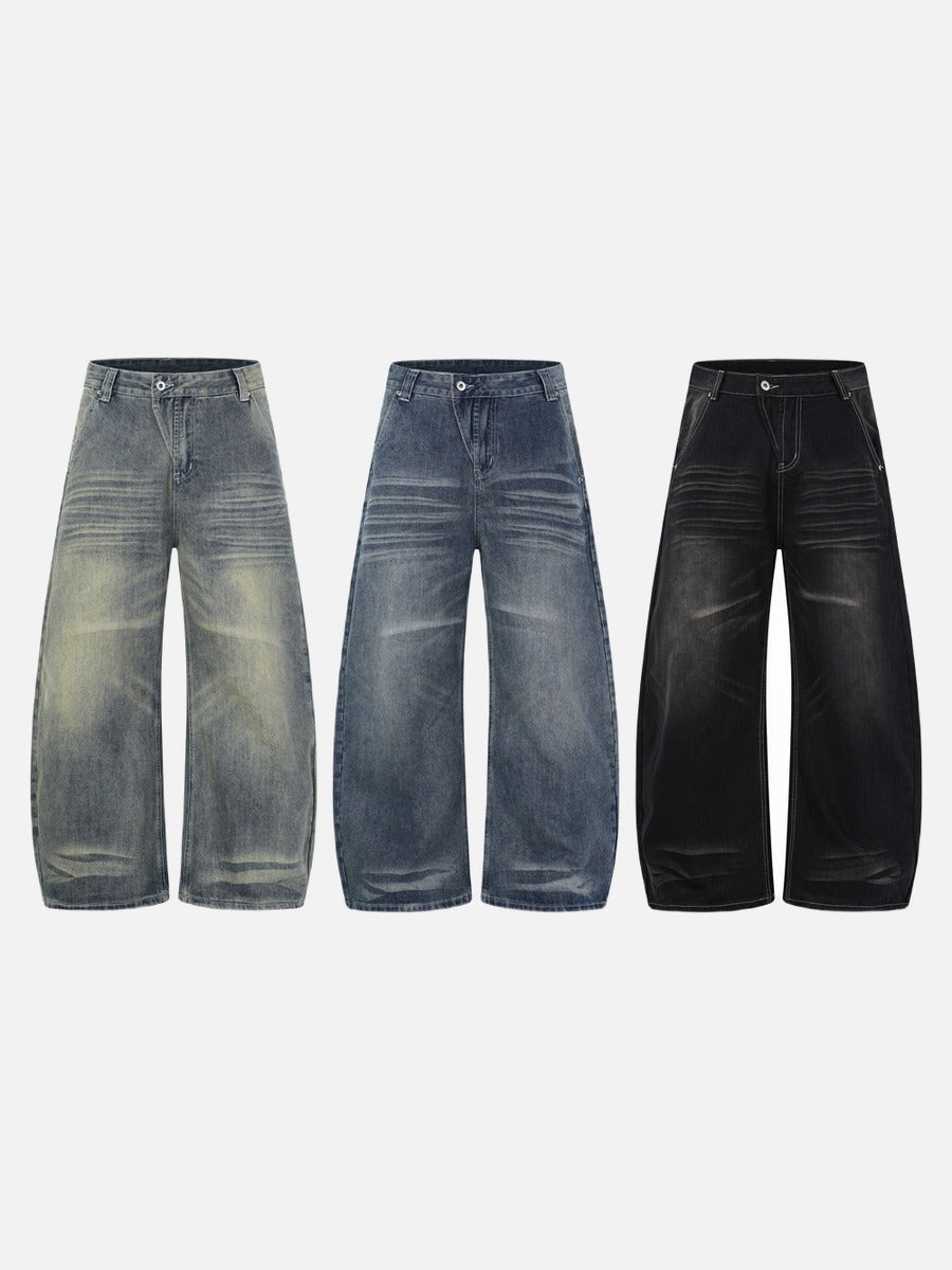 Faded Black Balloon Denim Jeans