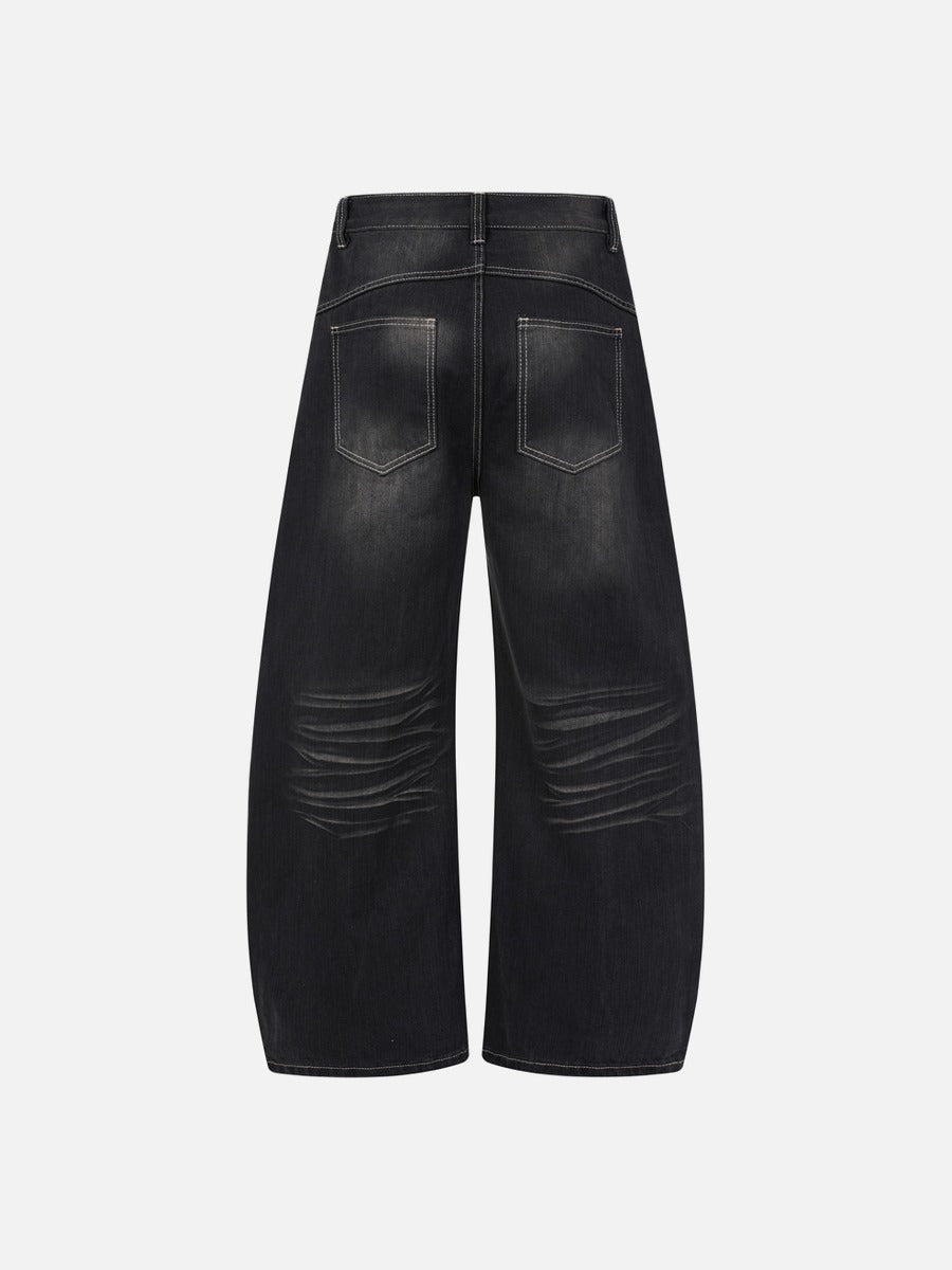 Faded Black Balloon Denim Jeans