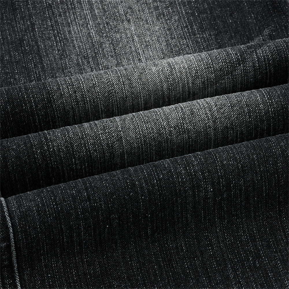 Faded Black Distressed Wide-Leg Jeans