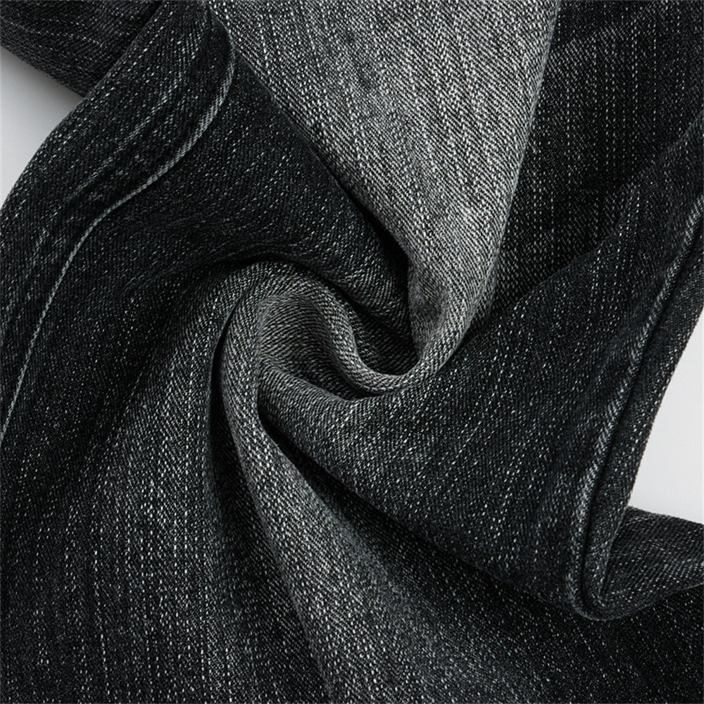 Faded Black Distressed Wide-Leg Jeans
