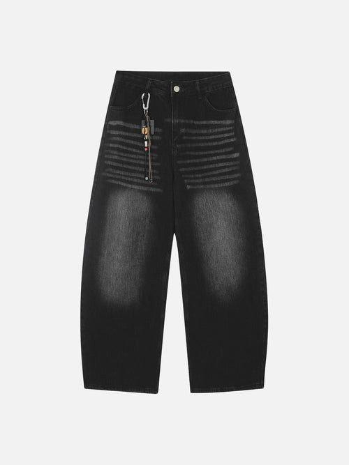 Faded Black Wide-Leg Denim with Charm Jeans - Black / S