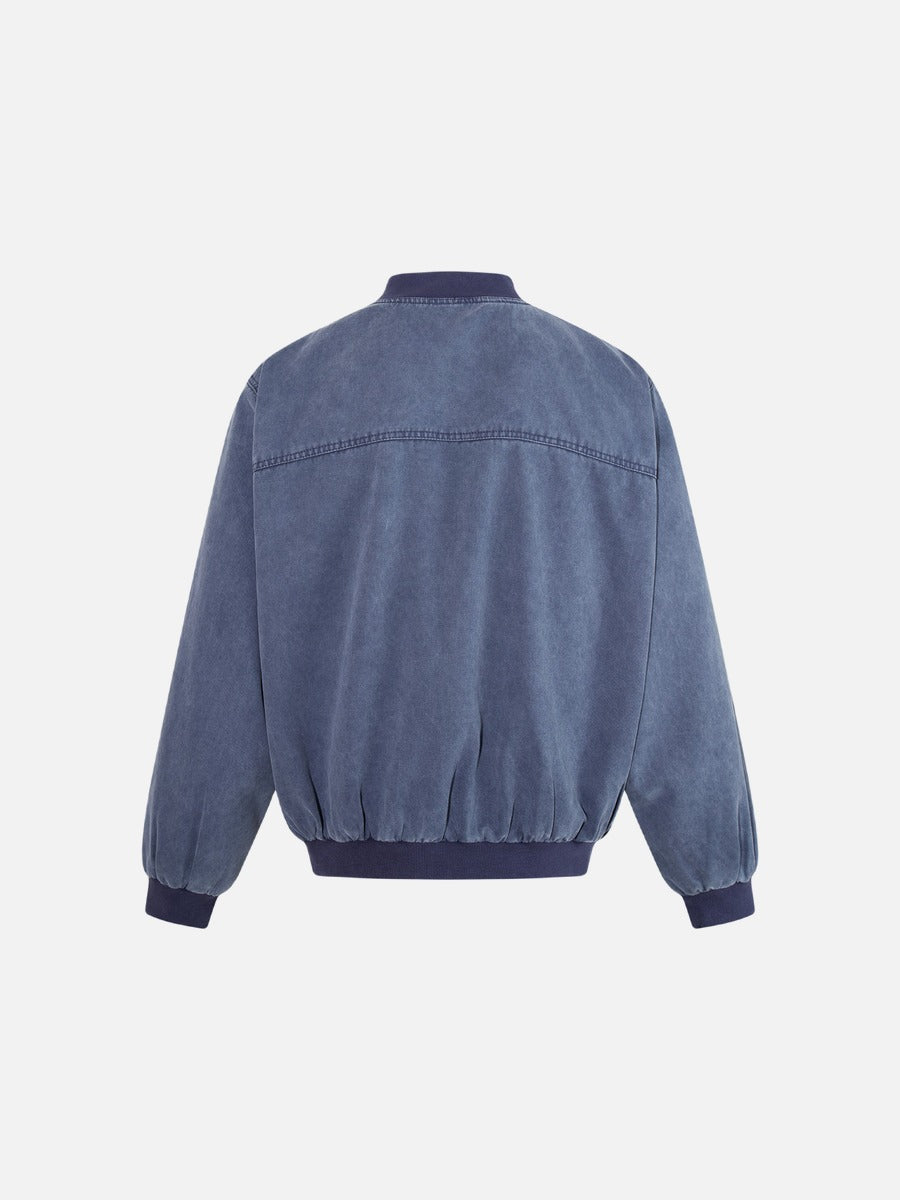 Faded Blue Asymmetrical Pocket Jacket