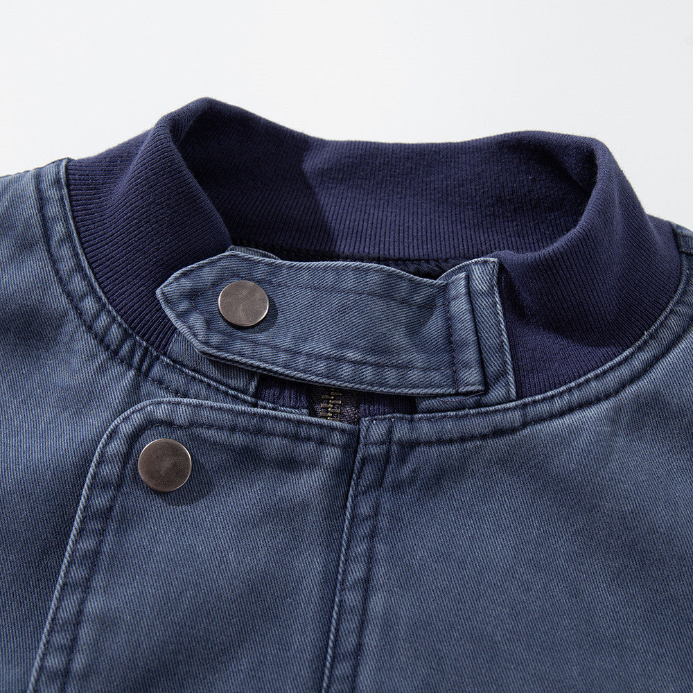 Faded Blue Asymmetrical Pocket Jacket