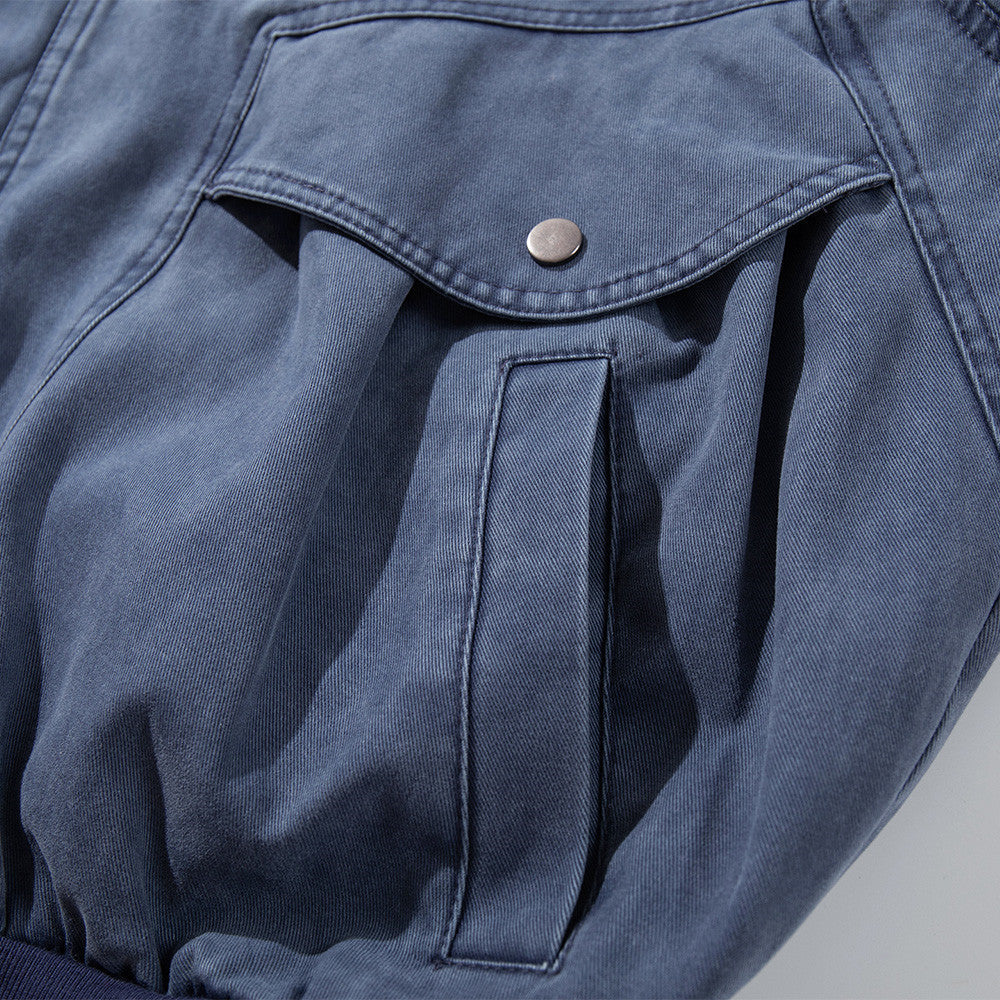 Faded Blue Asymmetrical Pocket Jacket
