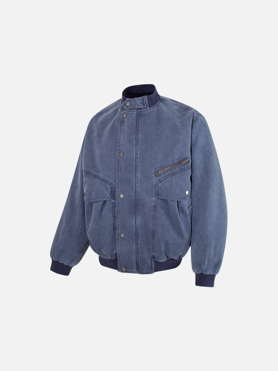 Faded Blue Asymmetrical Pocket Jacket
