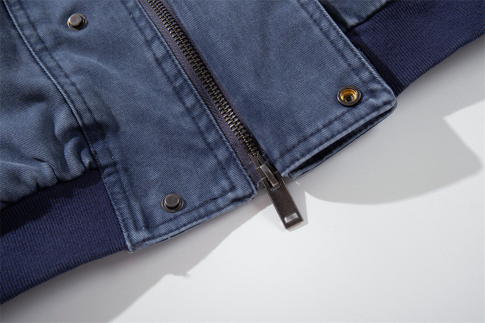 Faded Blue Asymmetrical Pocket Jacket