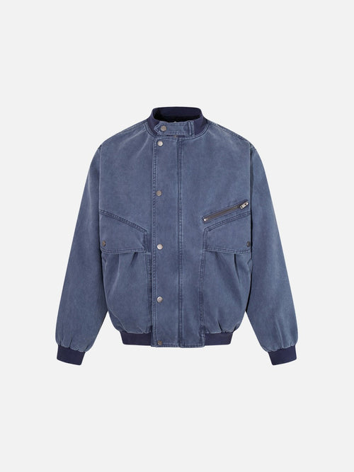 Faded Blue Asymmetrical Pocket Jacket - Royal Blue / M