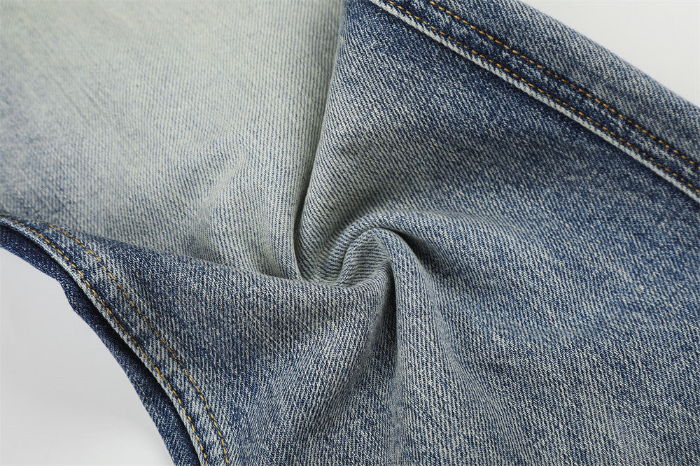 Retro Blue Distressed Wide-Leg Denim Jeans