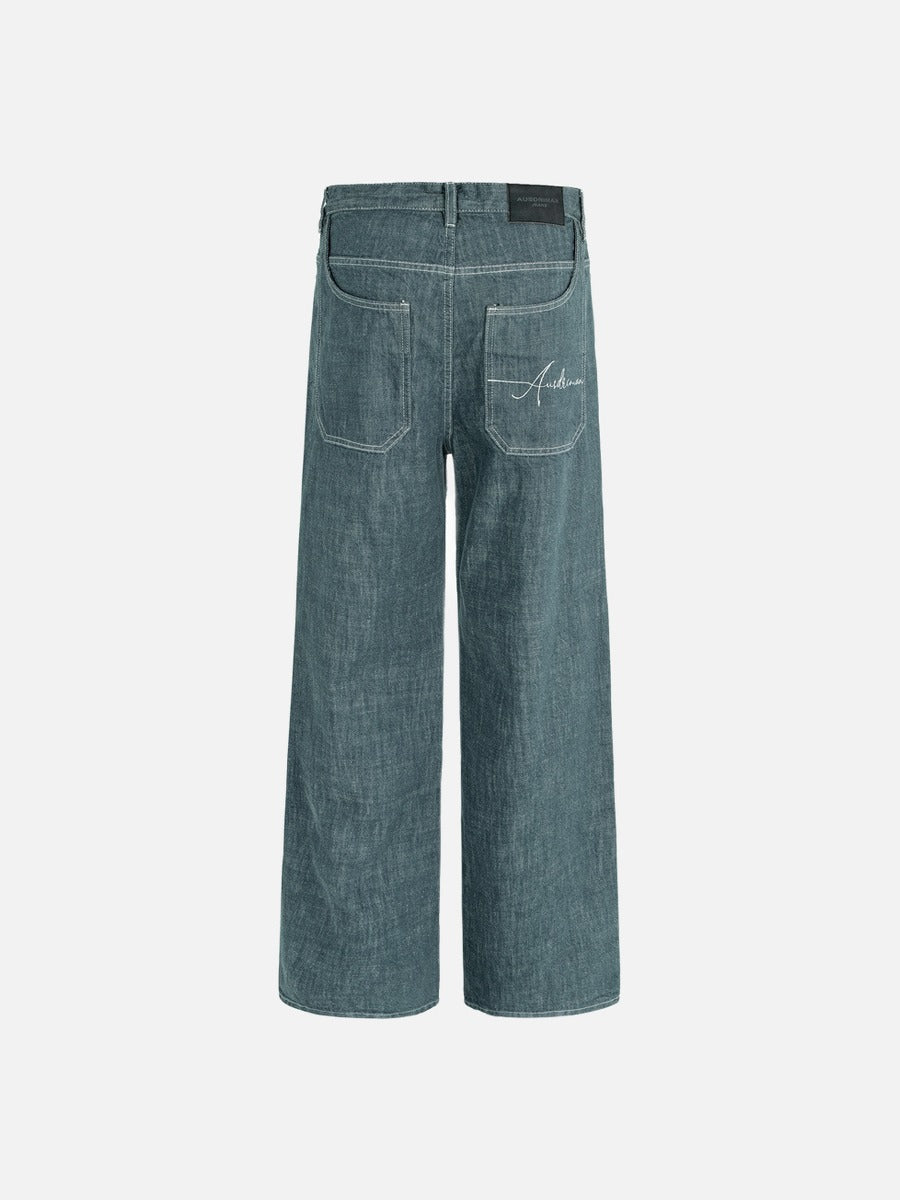 DAXUEN faded blue-grey wide-leg denim jeans