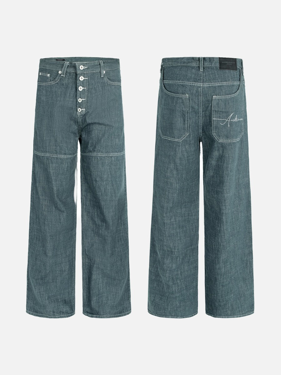 DAXUEN faded blue-grey wide-leg denim jeans
