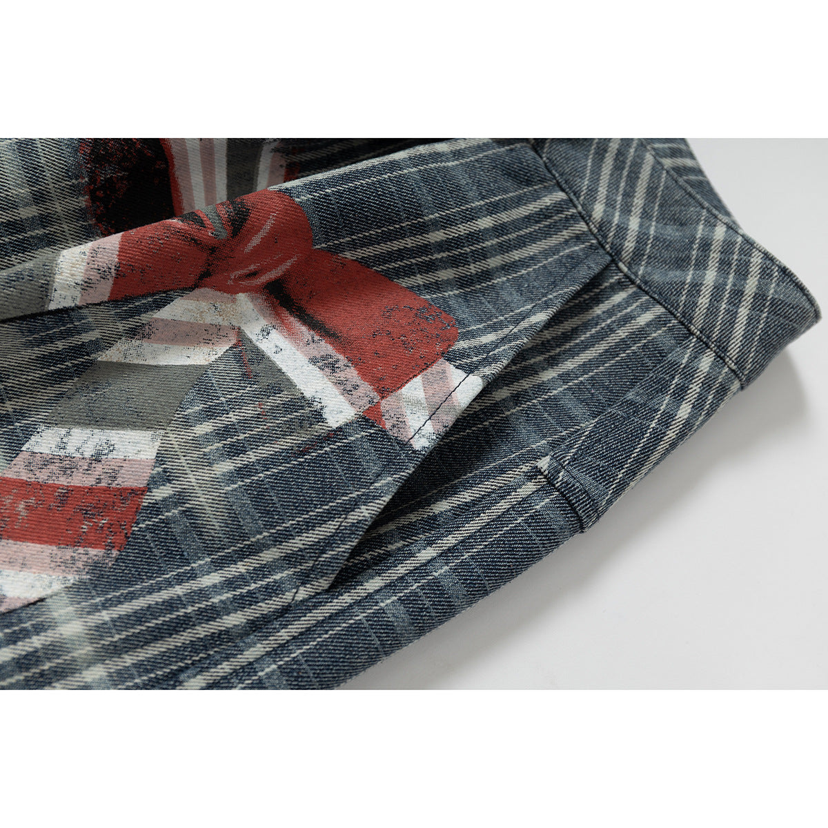 DAXUEN faded blue plaid wide-leg cropped trousers