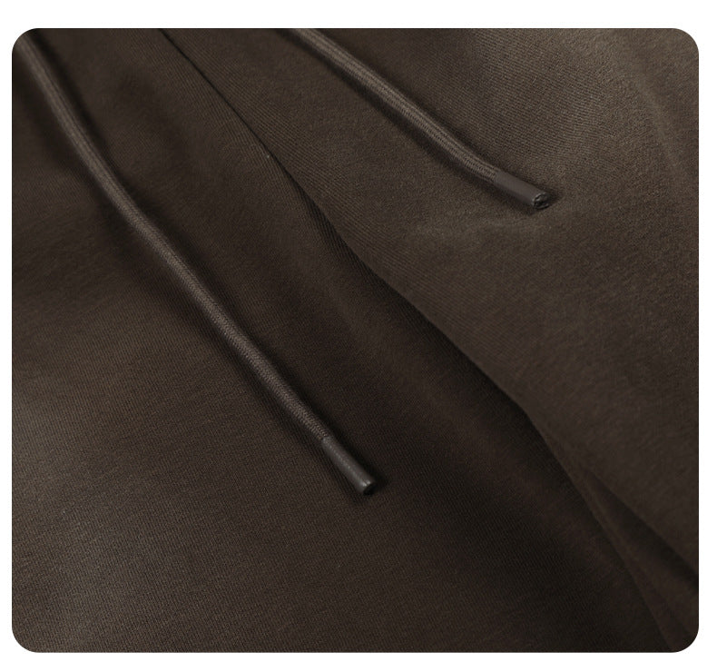 DAXUEN faded brown straight-leg casual pants with plaid waistband