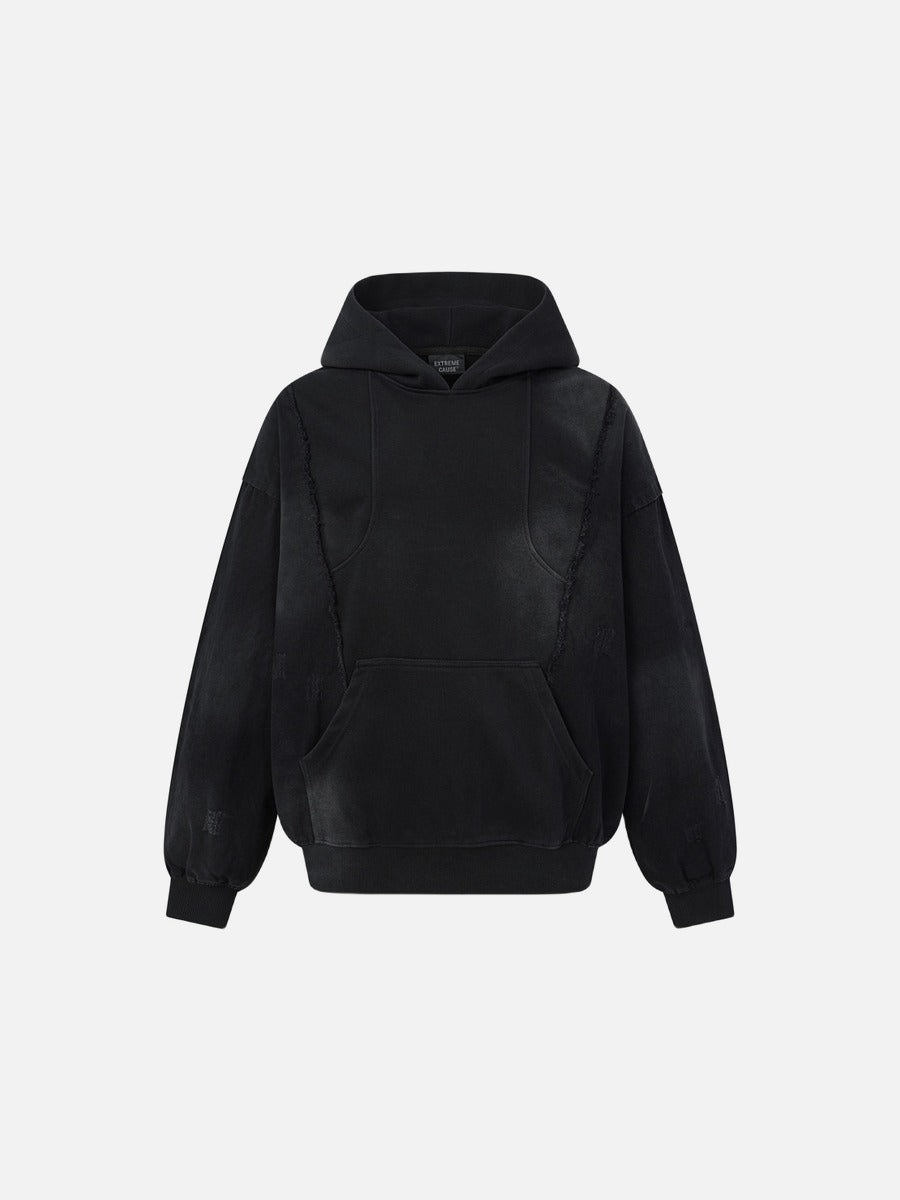 DAXUEN faded dark grey color-blocked oversized hooded sweatshirt