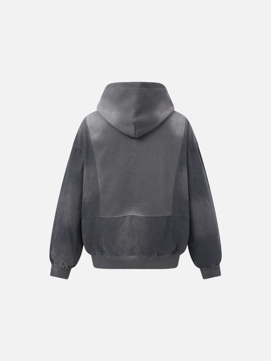 DAXUEN faded dark grey color-blocked oversized hooded sweatshirt
