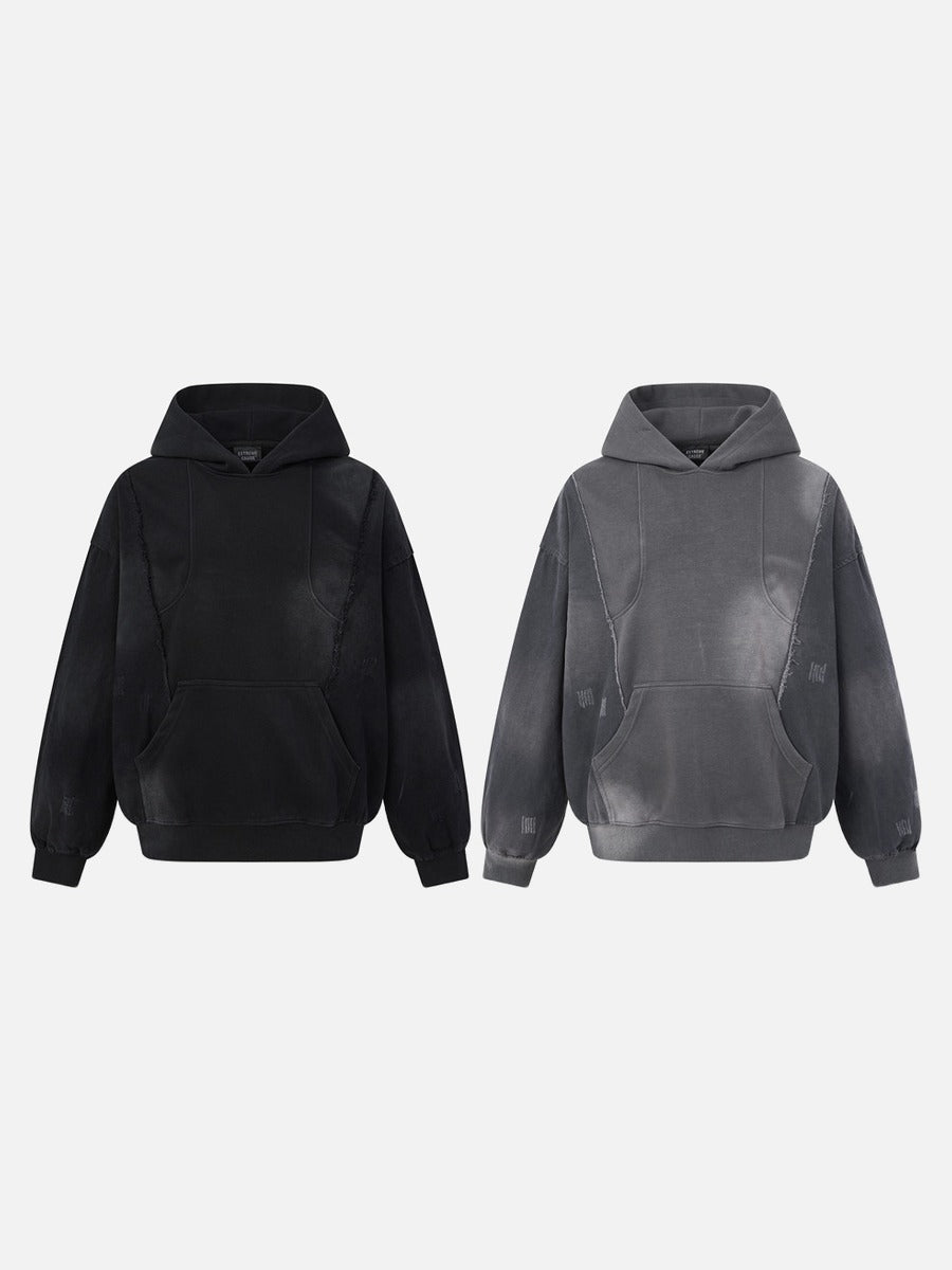 DAXUEN faded dark grey color-blocked oversized hooded sweatshirt